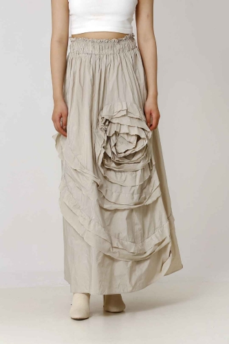 Taffeta Gypsy Skirt - Beige 