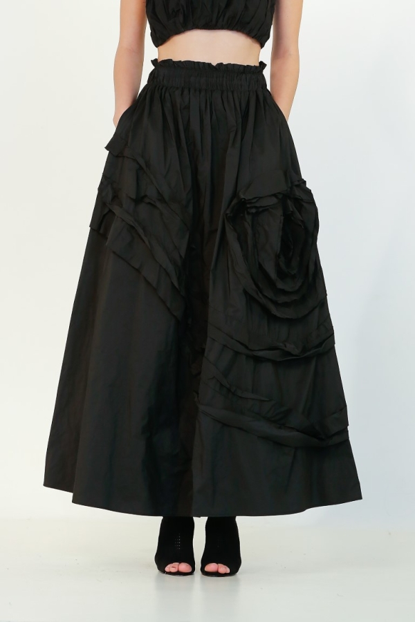 Taffeta Gypsy Skirt - Black - 2