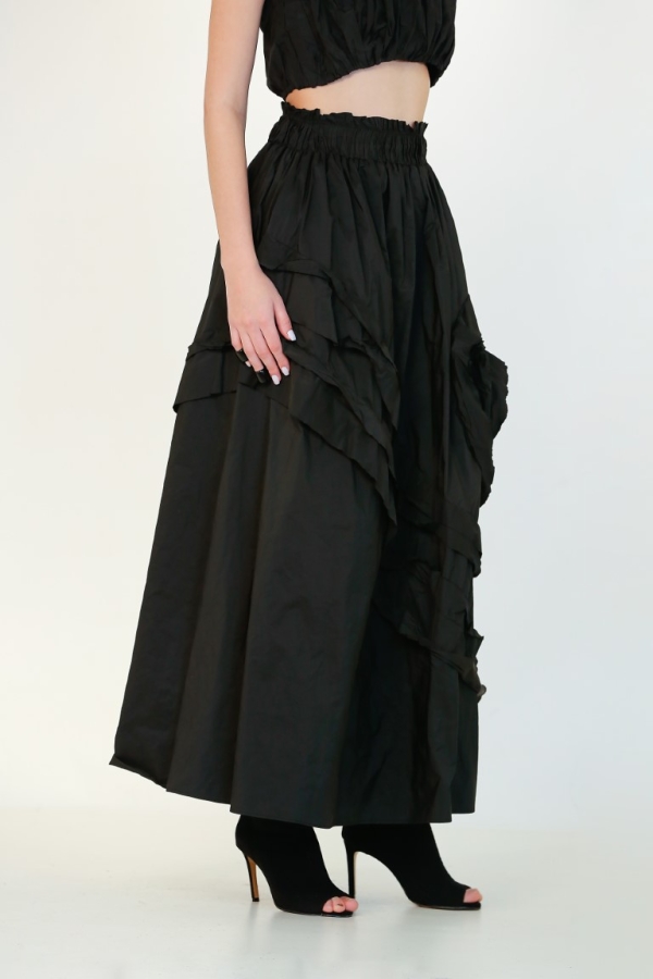 Taffeta Gypsy Skirt - Black - 3