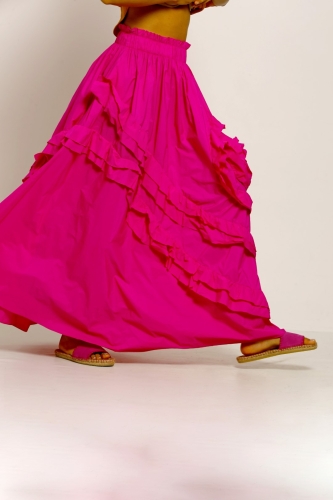 Taffeta Gypsy Skirt - Fuchsia - 4