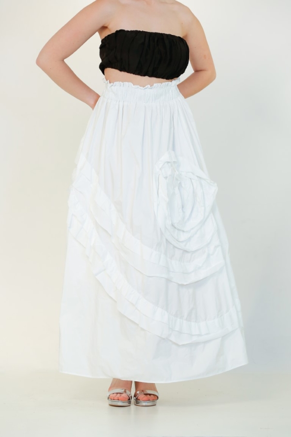 Taffeta Gypsy Skirt - White - 2