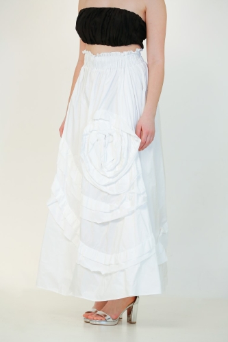 Taffeta Gypsy Skirt - White - 5