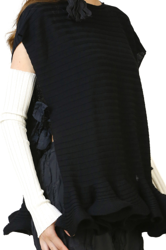 Taffeta Lace-up Sleeveless Sweater - Black - 6