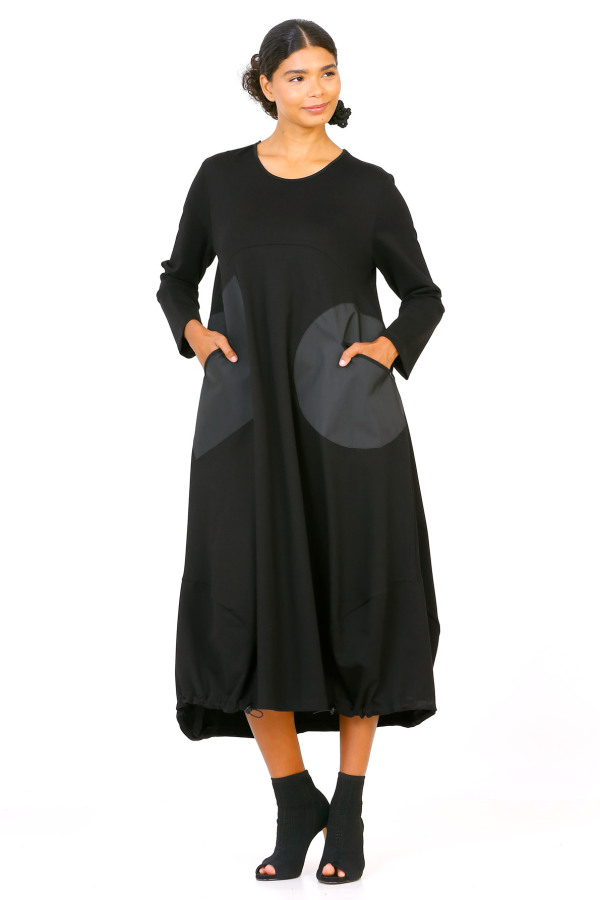 Taffeta Pocket Dress - Black - 1