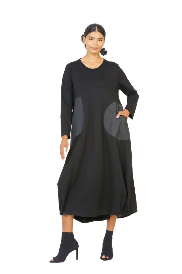 Taffeta Pocket Dress - Black - 3