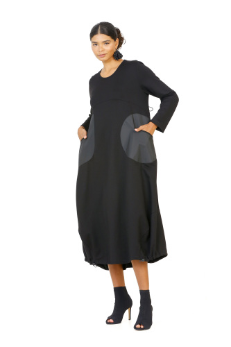 Taffeta Pocket Dress - Black - 5