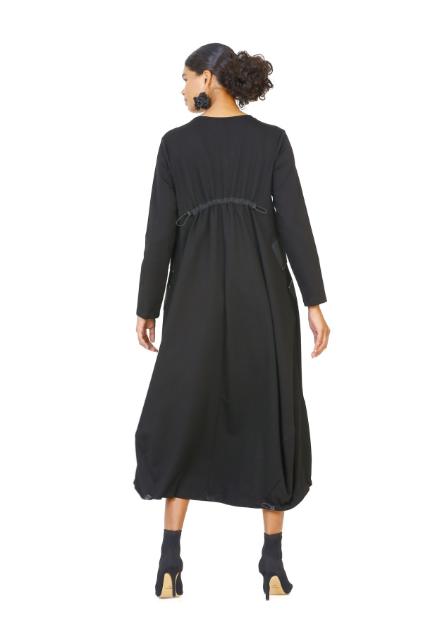 Taffeta Pocket Dress - Black - 7