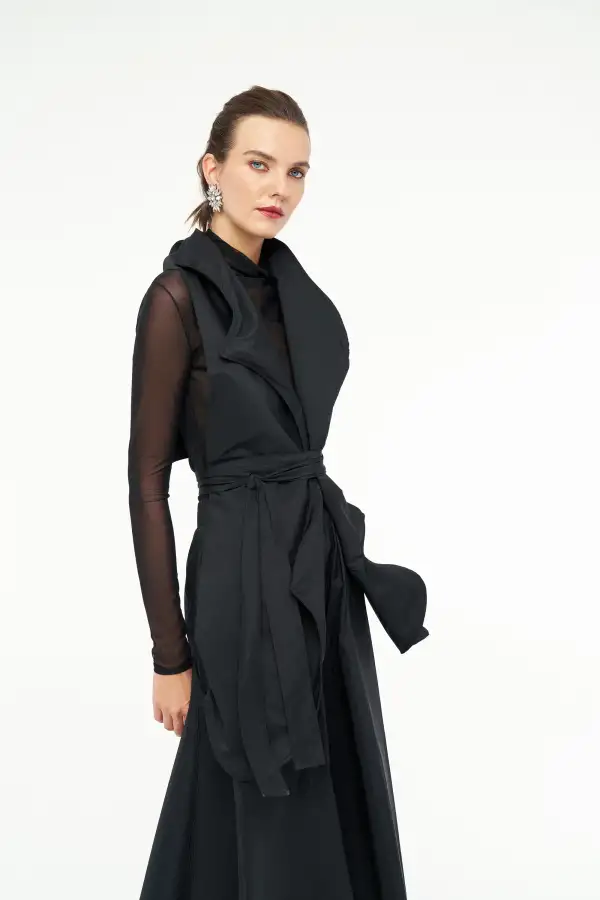 Tafta Bolero Yelek - Siyah - 3