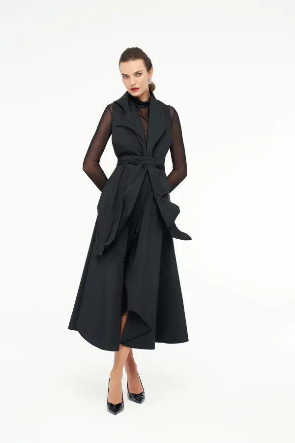 Tafta Bolero Yelek - Siyah - 2