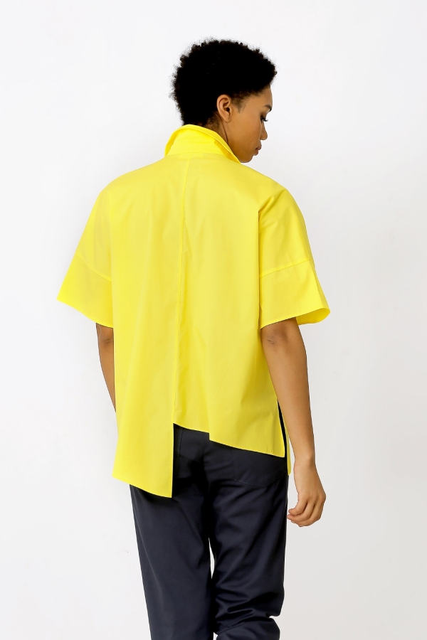 Tasarım Detaylı Cepli Gömlek - Sarı - 5