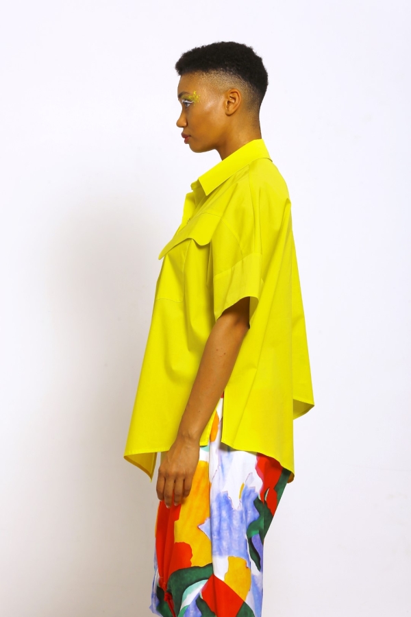 Tasarım Detaylı Cepli Gömlek - Sarı - 2