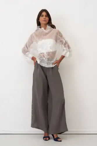 Transparan Organze Bluz Ftane - Beyaz - BIZE (1)