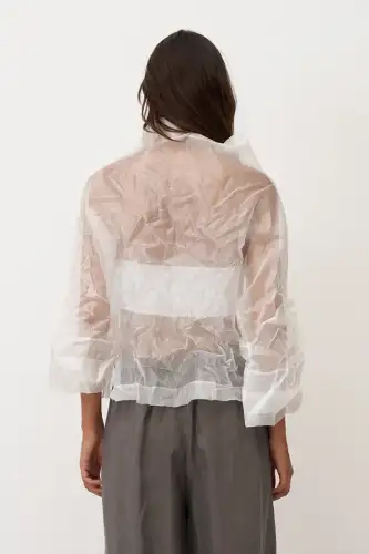 Transparan Organze Bluz Ftane - Beyaz - 5