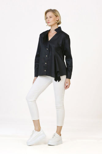 Triangle Collar Shirt - Black - 2