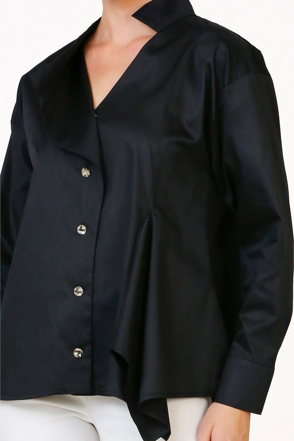 Triangle Collar Shirt - Black - 4