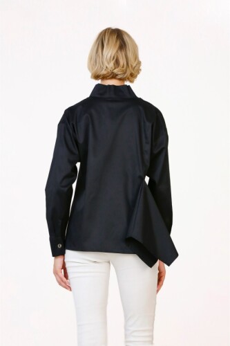 Triangle Collar Shirt - Black - 5