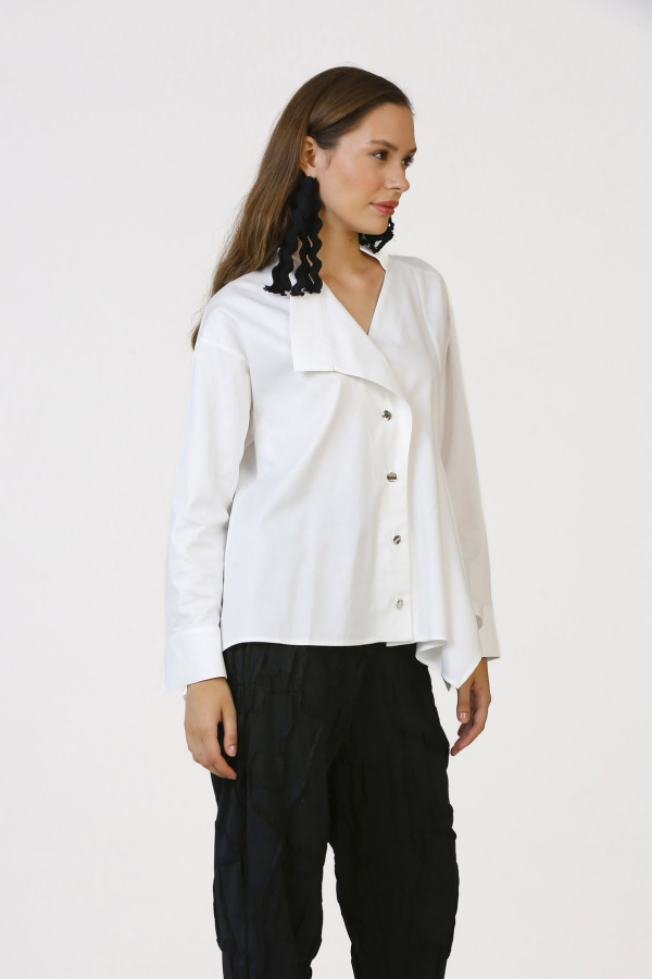 Triangle Collar Shirt - White - 2