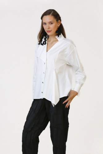 Triangle Collar Shirt - White - 3