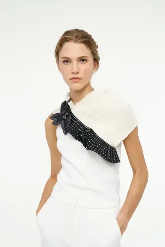 Triko Tafta Boyunluk - Ekru - BIZE (1)