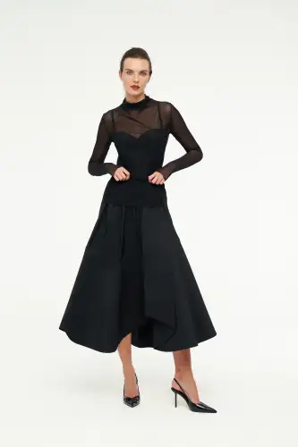 Tül Bluz - Siyah - BIZE (1)