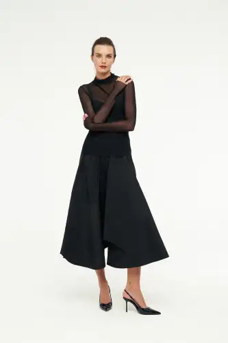 Tül Bluz - Siyah - 3