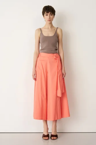 Turuncu Beli Kemerli Çan Paça Nimos Pantolon - 1