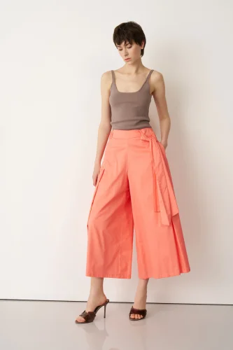 Turuncu Beli Kemerli Çan Paça Nimos Pantolon - 3