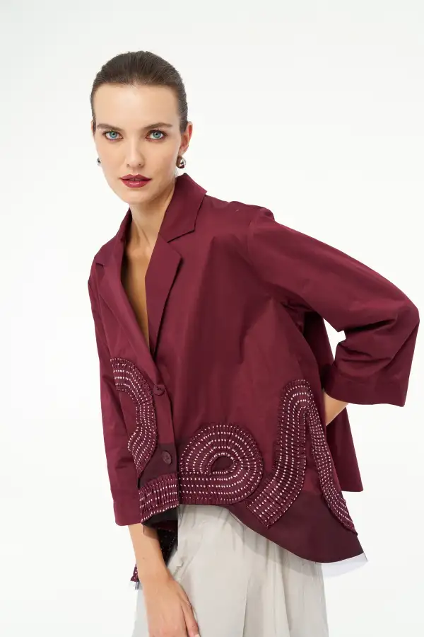 Uranüs Blazer Ceket - Bordo - 1