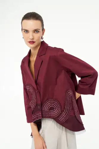 Uranüs Blazer Ceket - Bordo - 1