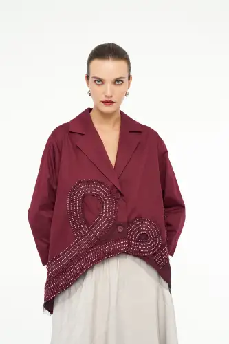 Uranüs Blazer Ceket - Bordo - 3