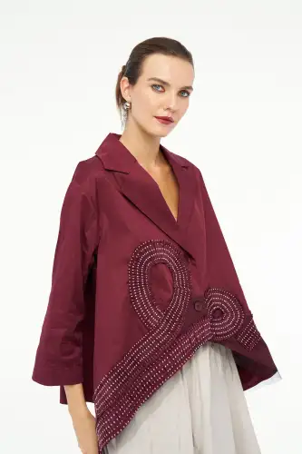 Uranüs Blazer Ceket - Bordo - 4