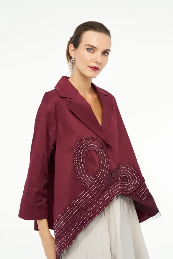 Uranüs Blazer Ceket - Bordo - 4