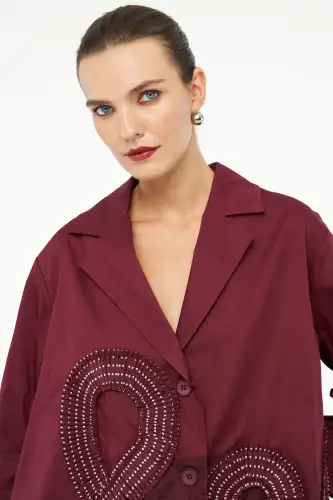 Uranüs Blazer Ceket - Bordo - 5