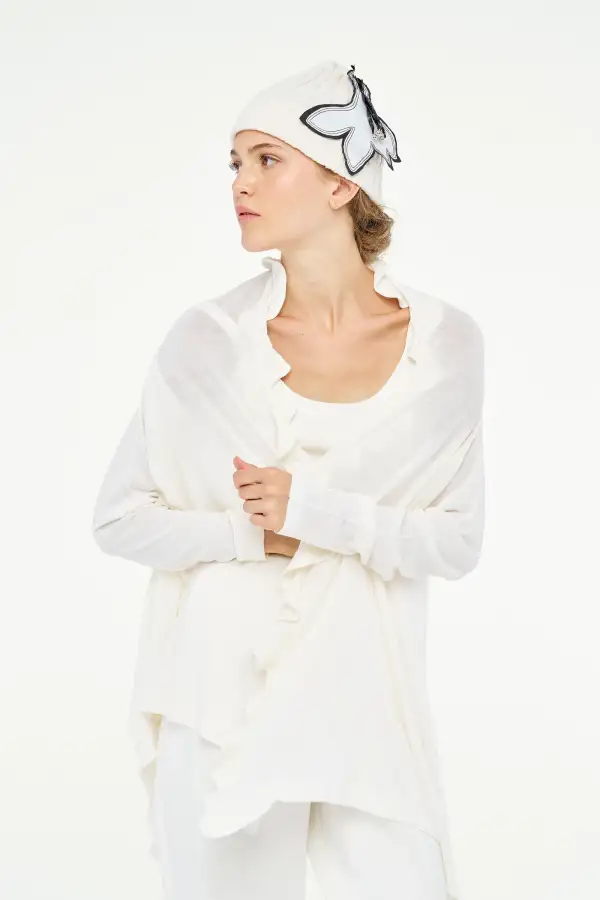 Uzun Kol Eridanus Hırka - Beyaz - 5