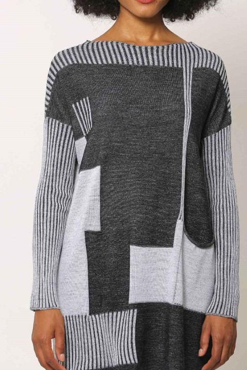Vanize Knitted Tunic - Ecru Black - 4