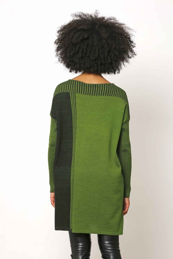 Vanize Knitted Tunic - Green Black - 3