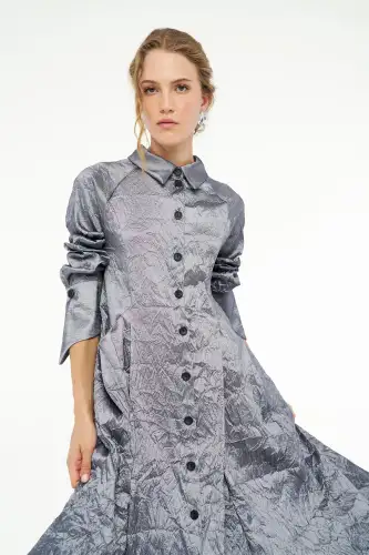 Vega Gömlek Elbise - Gri - 5