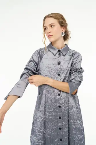 Vega Gömlek Elbise - Gri - 4