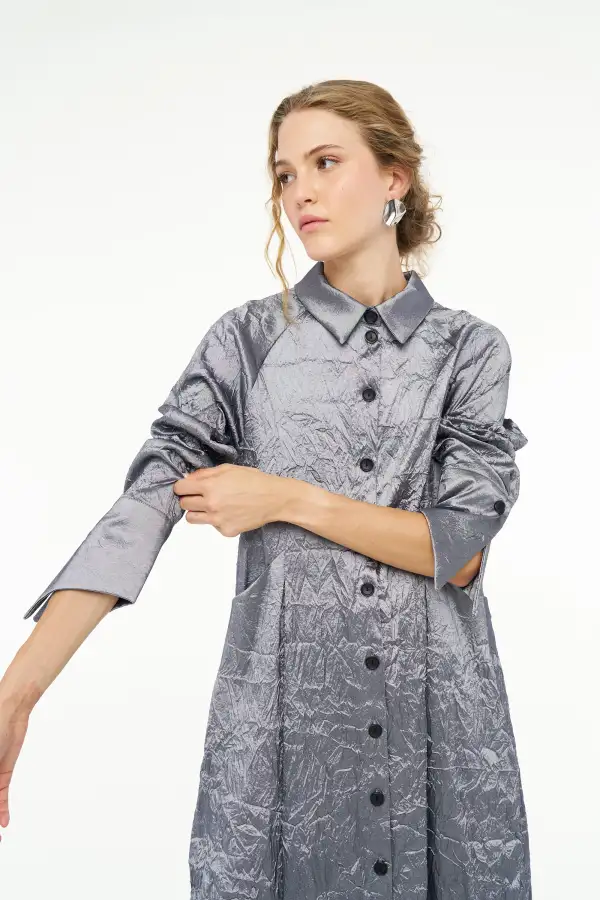 Vega Gömlek Elbise - Gri - 4