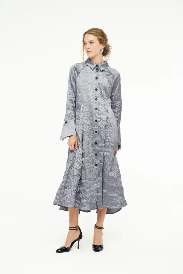 Vega Gömlek Elbise - Gri - 3