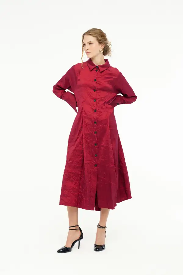 Vega Gömlek Elbise - Kırmızı - 2