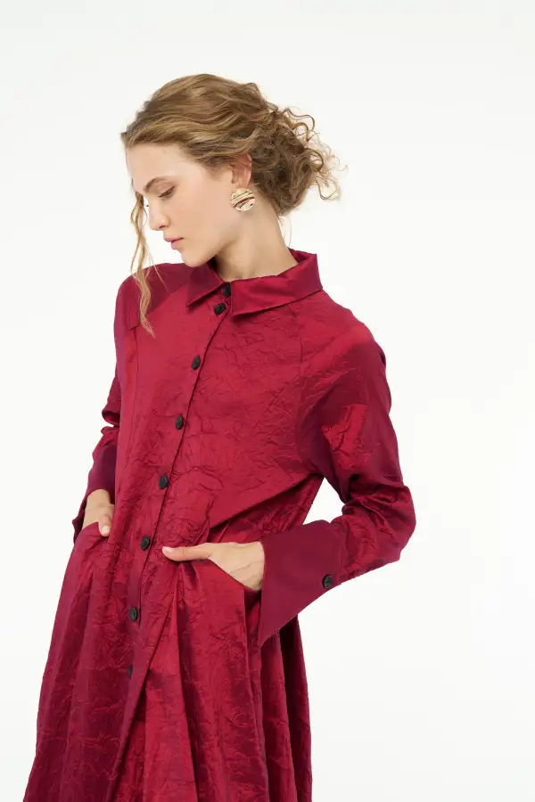 Vega Gömlek Elbise - Kırmızı - 5