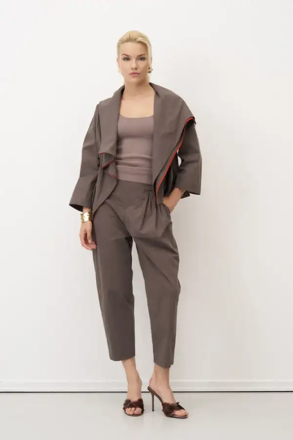 Vizon Büyük Çift Yakalı Renkli Biyeli Fleves Ceket - 2