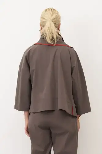 Vizon Büyük Çift Yakalı Renkli Biyeli Fleves Ceket - 4