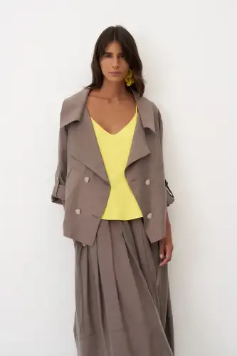 Vizon Kruvaze Yaka Dört Düğmeli Limnos Ceket - 1