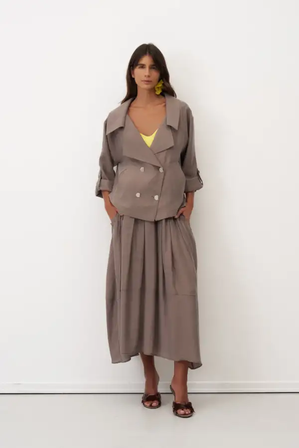 Vizon Kruvaze Yaka Dört Düğmeli Limnos Ceket - 2