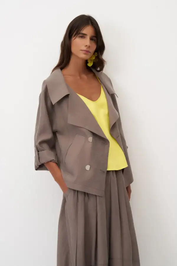 Vizon Kruvaze Yaka Dört Düğmeli Limnos Ceket - 3