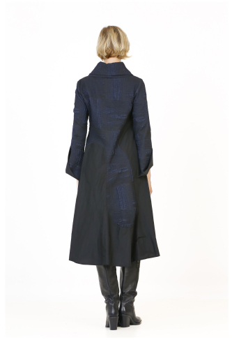 Wide Collar Dress - Navy Blue - 6