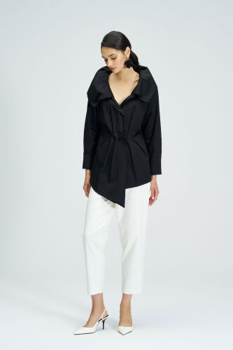 Wide Collar Shirt - Black - 3