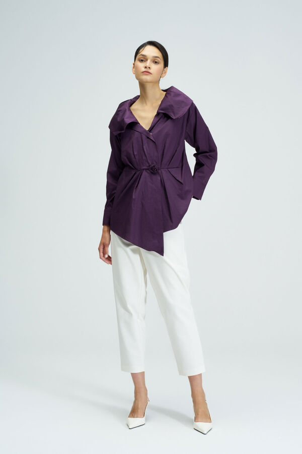 Wide Collar Shirt - Purple - 1